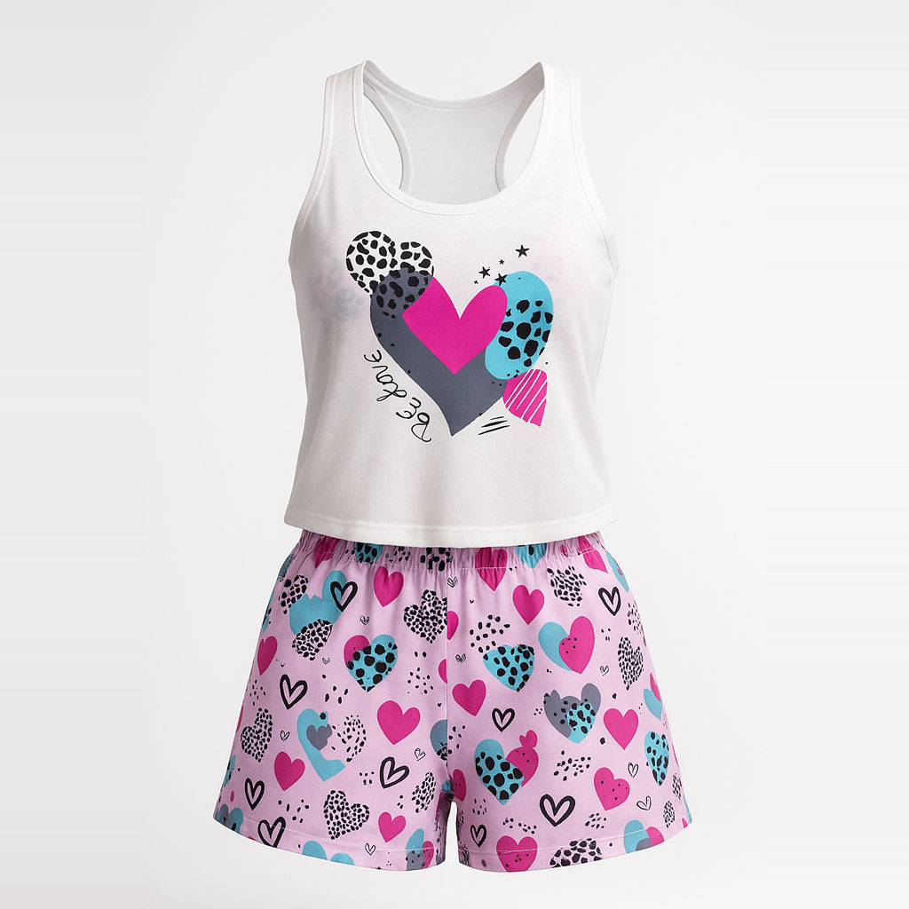Pijama 3 piezas mujer modal verano musculosa top short